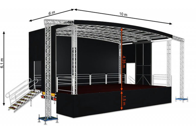 10x6m Eventbühne, Rundbogenbühne, Veranstaltungsbühne , mobile Bühne mieten, Top-Preise 2026 ! – 3