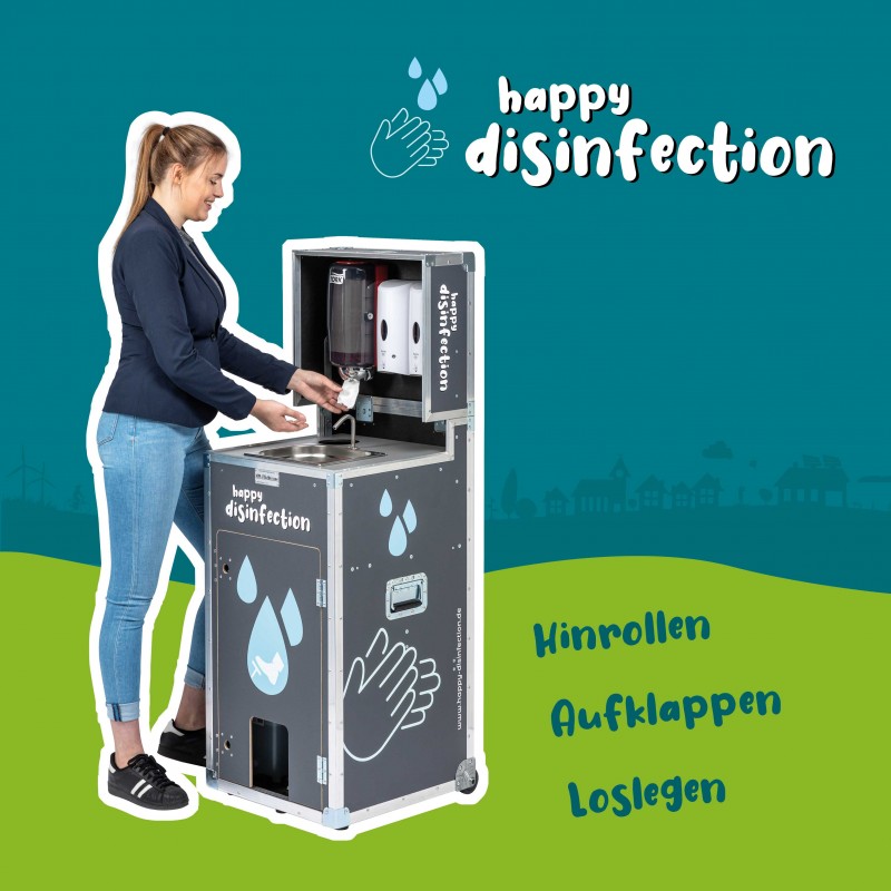 Mobile und Autarke Hygiene Station für Messen und Events (Waschbecken &amp; Desinfektion)