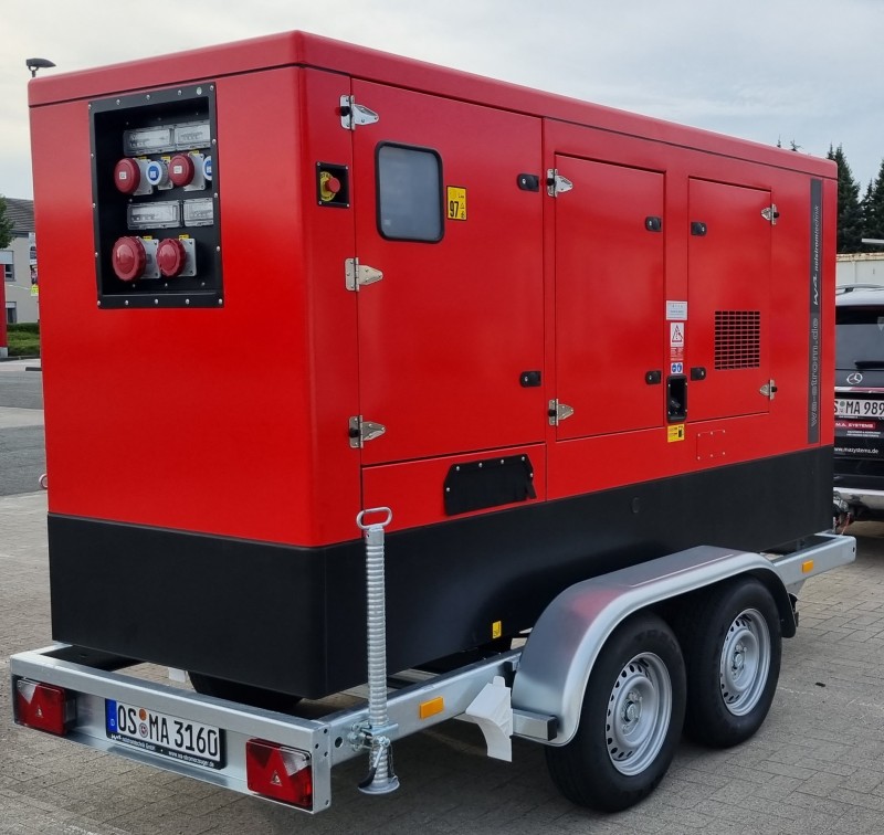 Stromaggregat schallgedämpft 160KVA (120KW) auf Anhänger 