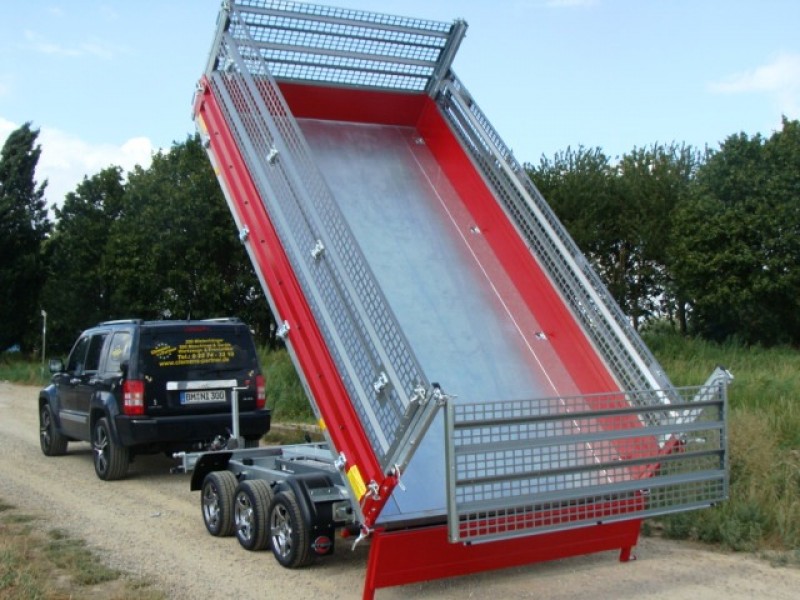 Dreiseitenkipper Kipper Hochlader 3500 kg gebremst E-Pumpe + Handpumpe H-Gestell 4010 x 2040 x 350 – 4