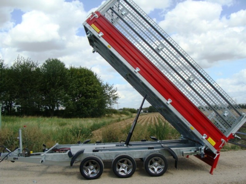 Dreiseitenkipper Kipper Hochlader 3500 kg gebremst E-Pumpe + Handpumpe H-Gestell 4010 x 2040 x 350 – 5