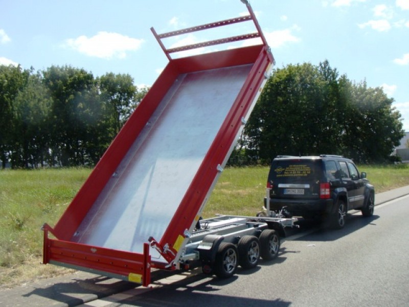 Dreiseitenkipper Kipper Hochlader 3500 kg gebremst E-Pumpe + Handpumpe H-Gestell 4010 x 2040 x 350 – 3