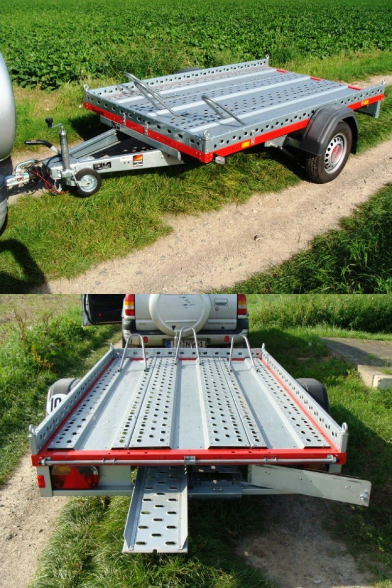 Motorradanhänger 1000 kg gebremsten 1 bis 2 Motorräder 100 km/h 2510 x 1530 x 100 Nutzlast 660 kg – 2