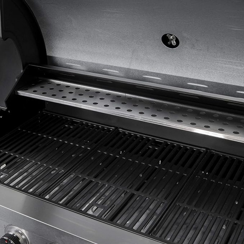 Gasgrill Grillwagen mit Deckel 820 x 420 mm mit Infrarotseitenbrenner + Warmhalterost – Thumbnail 6