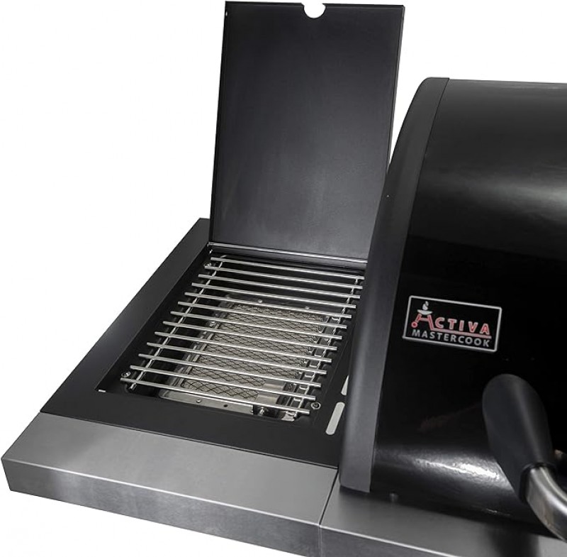 Gasgrill Grillwagen mit Deckel 820 x 420 mm mit Infrarotseitenbrenner + Warmhalterost – 4