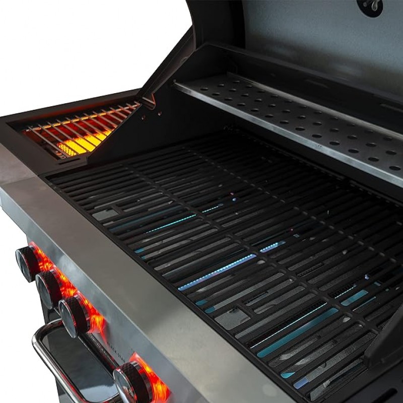Gasgrill Grillwagen mit Deckel 820 x 420 mm mit Infrarotseitenbrenner + Warmhalterost – 5