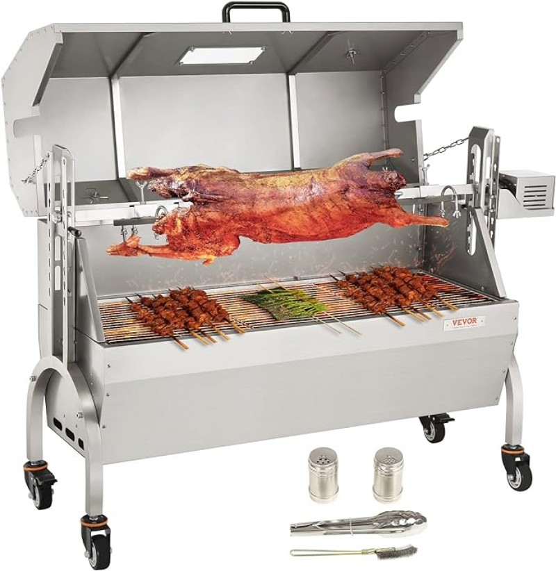BBQ Spanferkelgrill Lammgrill Geflügelgrill 117 cm, 60 kg Edelstahl Drehspieß höhenverstellbar – 2