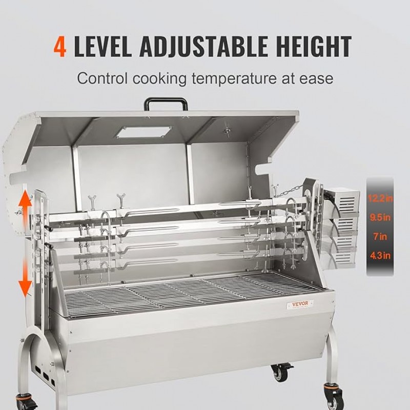 BBQ Spanferkelgrill Lammgrill Geflügelgrill 117 cm, 60 kg Edelstahl Drehspieß höhenverstellbar – 3
