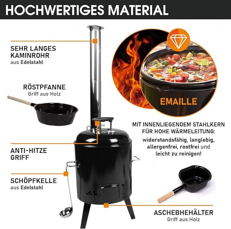BBQ Eintopfofen Grillfunktion Hähnchengrill Kugelgrill Barbecue Outdoor Gulaschkanone Hähnchenbräter – 4