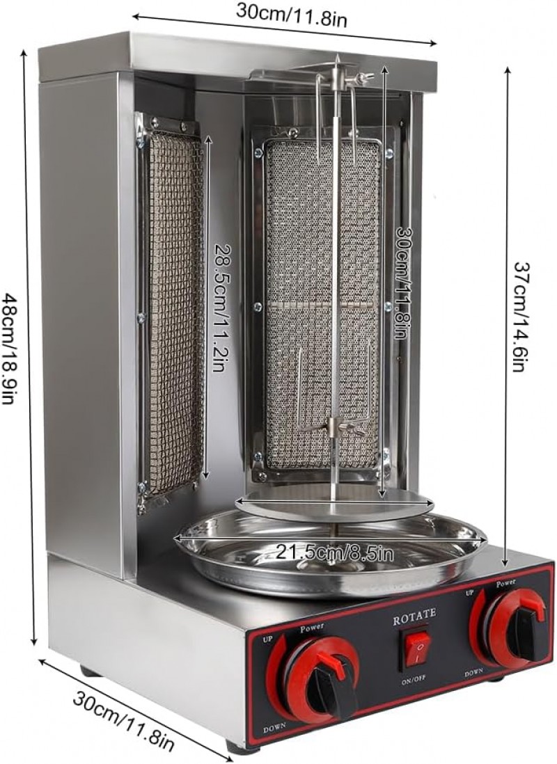 Dönergrill 3000 W Döhnerspiess Hähnchengrill Gyrosgrill Vertikalgrill Drehgrill mit Drehspieß Kebab 