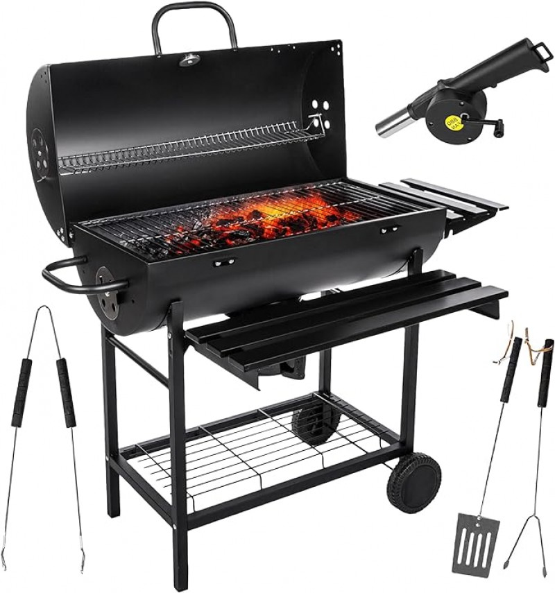 BBQ Holzkohlegrill Grill groß Grillrost 710 x 350 mm mit Deckel + Warmhalterost – 2