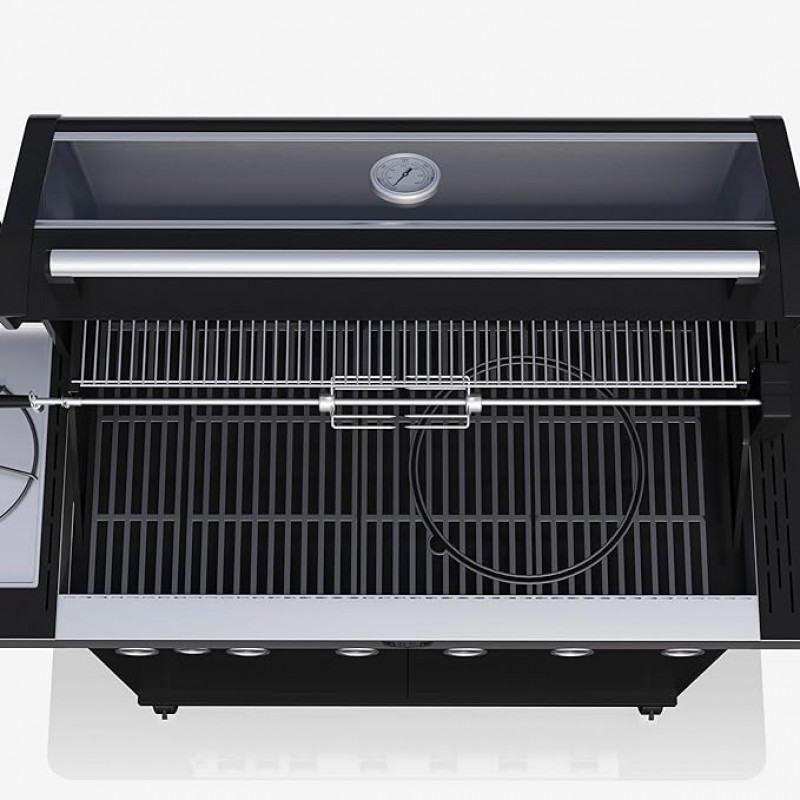 Gasgrill groß BBQ Deckel 6 Edelstahlbrenner 1570 x 495 mm mit Seitenbrenner Gussrost mit Drehspieß – 3