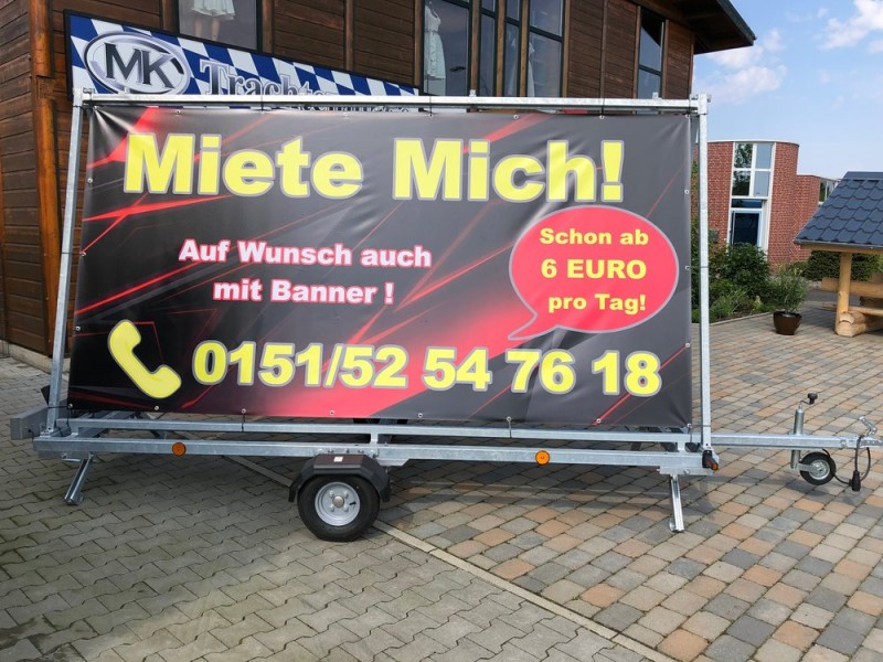 Werbe Anhänger, PKW Anhänger Bauzaunformat 3,40 x 1,75 Meter, Werbeanhänger ,Mobiler Werbeanhänger