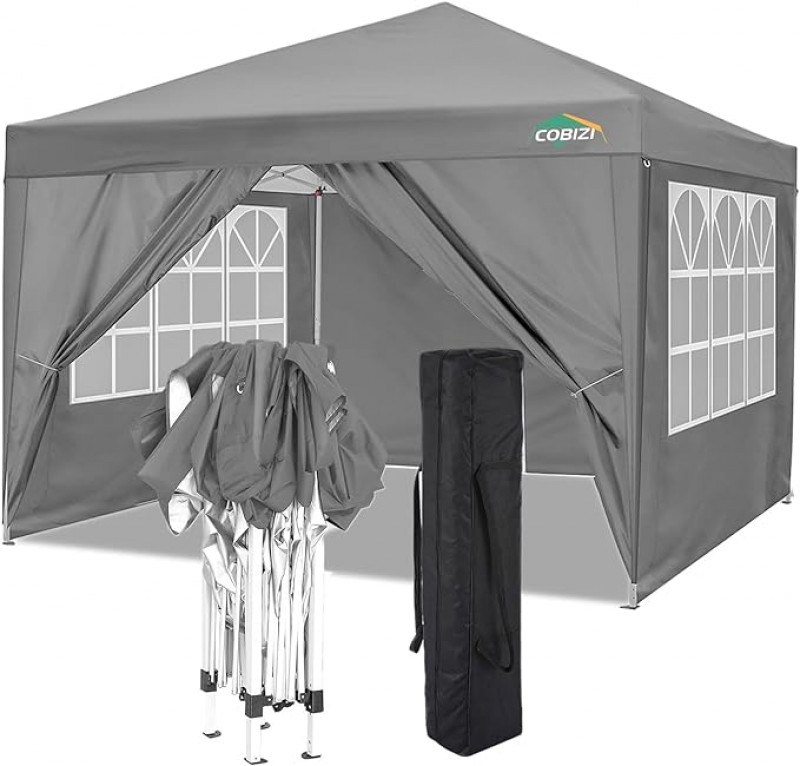 Faltpavillon 3 x 3 m (9 qm) wasserdicht mit 4 Seitenwänden 2 davon mit Fenster