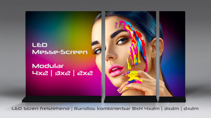 LED Bildschirm Digital Screen Messewand Randlos, variabel 4x2, 3x2m, 2x2m – 2