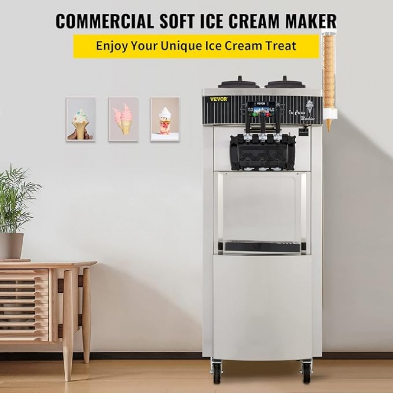 Softeismaschine stehend Eismaschine Softeis Maschine kommerzielle Eismaschine 2 x 6 l auf Rädern 220 – 2