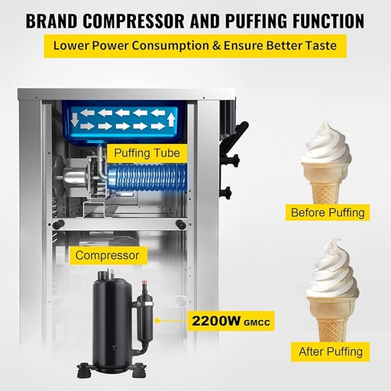 Softeismaschine stehend Eismaschine Softeis Maschine kommerzielle Eismaschine 2 x 6 l auf Rädern 220 – 4