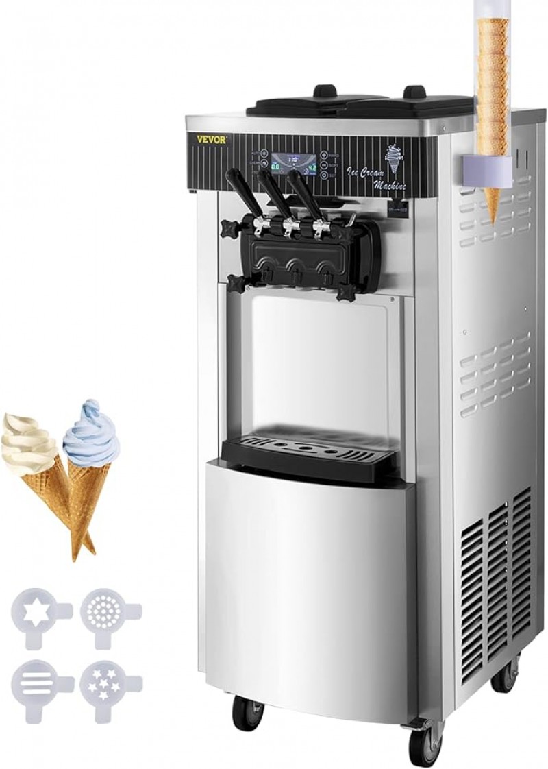 Softeismaschine stehend Eismaschine Softeis Maschine kommerzielle Eismaschine 2 x 6 l auf Rädern 220 – Thumbnail 8