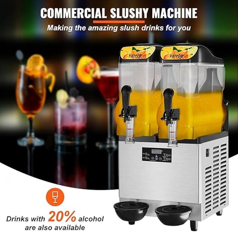 Slushy Slusheis Maschine Cocktails Speiseeis Wassereis 2 Geschmacksrichtungen Slusheismaschine 2x12