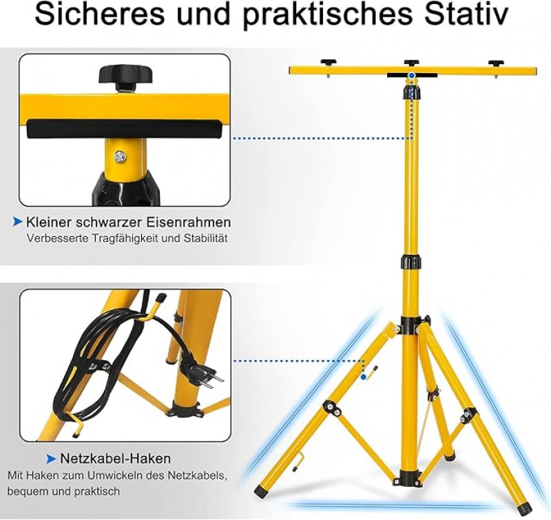 LED Baustrahler 2 x 200 W kaltweiß mit Stativ Baustellen Strahler inkl. Netzkabel LED Flutlicht – 5