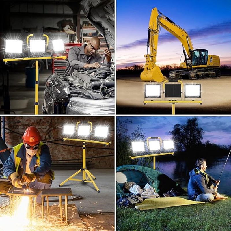 LED Baustrahler 300 W 6500 K einstellbare Richtung 230 V Kaltweiss Scheinwerfer 30000lm – Thumbnail 7