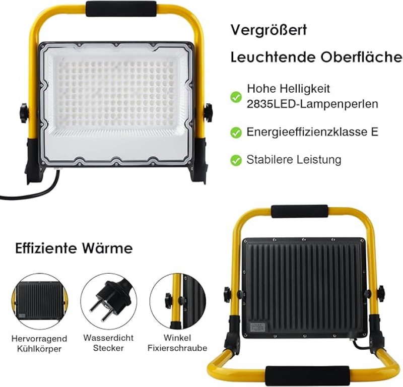 Arbeitsscheinwerfer 150 W LED Baustrahler 4 m Kabel IP66 wasserdichter Arbeitsscheinwerfer – Thumbnail 6