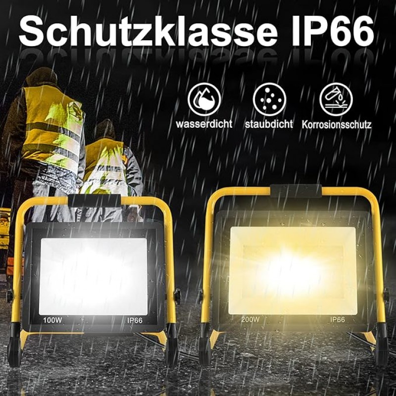Arbeitsleuchte 100 W LED Baustrahler 8500 LM warmweiß LED Fluter Floodlight mit IP66 Wasserdicht – 4