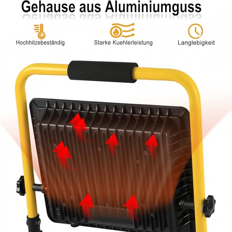 Arbeitsleuchte 100 W LED Baustrahler 8500 LM warmweiß LED Fluter Floodlight mit IP66 Wasserdicht  – Thumbnail 6