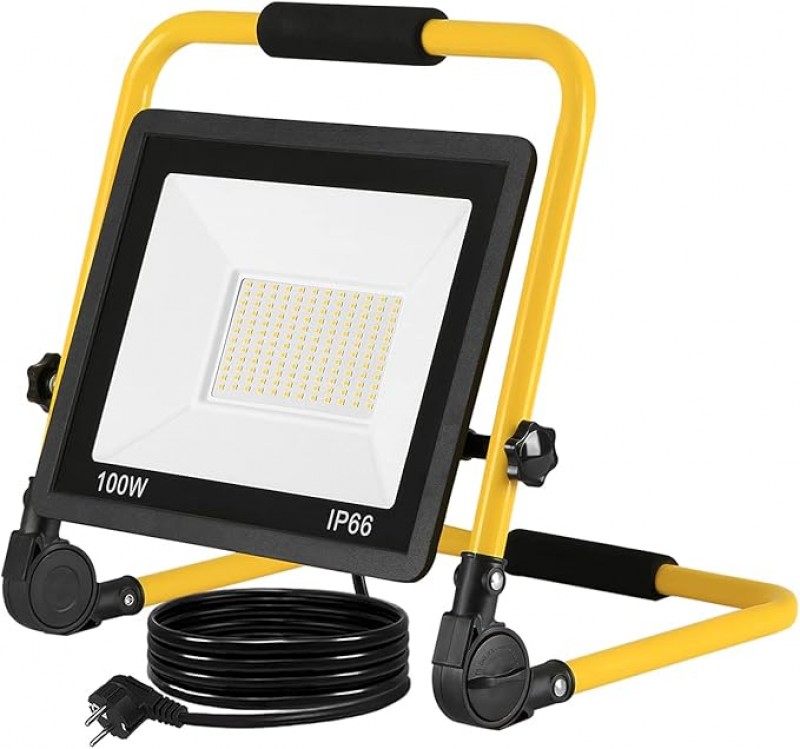 Arbeitsleuchte 100 W LED Baustrahler 8500 LM warmweiß LED Fluter Floodlight mit IP66 Wasserdicht  – Thumbnail 7