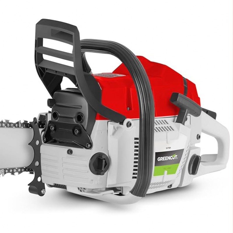 Benzin-Kettensäge mit 2-Takt 75cc 4,8 PS Motor mit 24“ Blatt, Easy-Start-Starter, Anti-Vibrationssys – 5