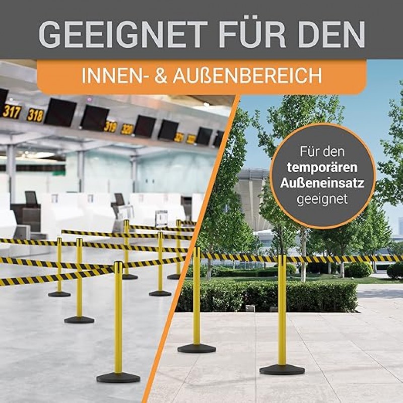 Gurtpfosten Set Personenleitsystem 1 Sperrband pro Pfosten Absperrung Pfostenhöhe 100 cm Gurtlänge 3 – 5
