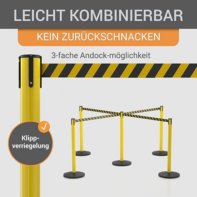 Gurtpfosten Set Personenleitsystem 1 Sperrband pro Pfosten Absperrung Pfostenhöhe 100 cm Gurtlänge 3 – Thumbnail 6