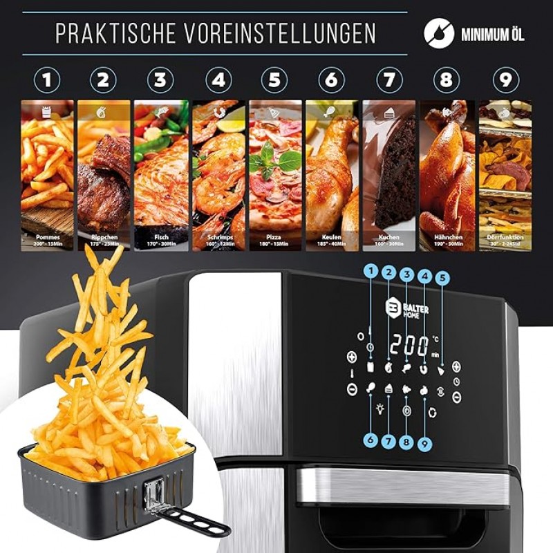 Heißluftfritteuse Fritteuse 12 Liter Mini Backofen Dörrautomat Funktion LCD Display 10 Programme – 2