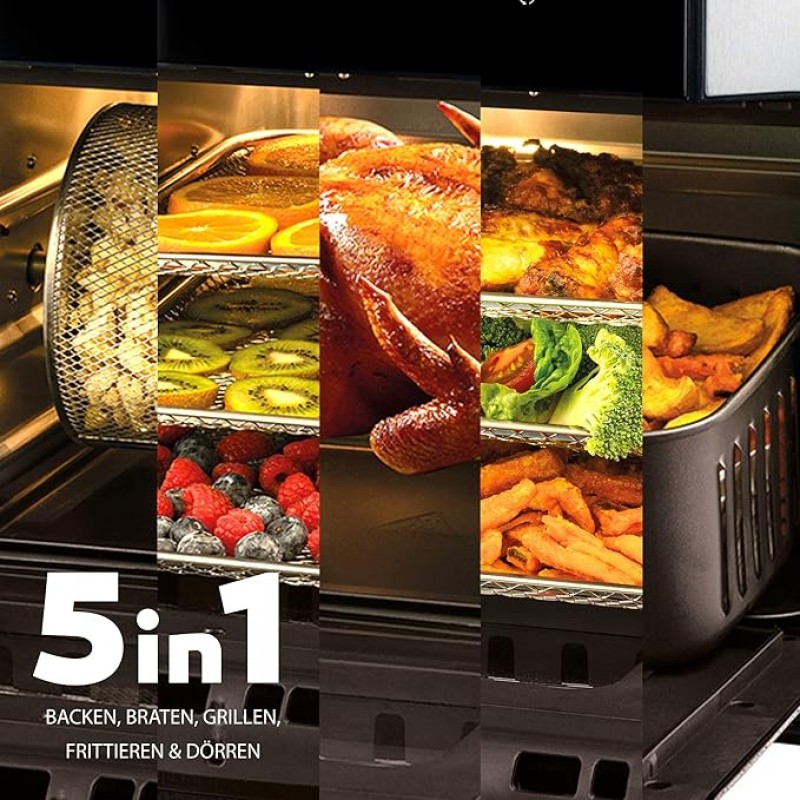 Heißluftfritteuse Fritteuse 12 Liter Mini Backofen Dörrautomat Funktion LCD Display 10 Programme – 3