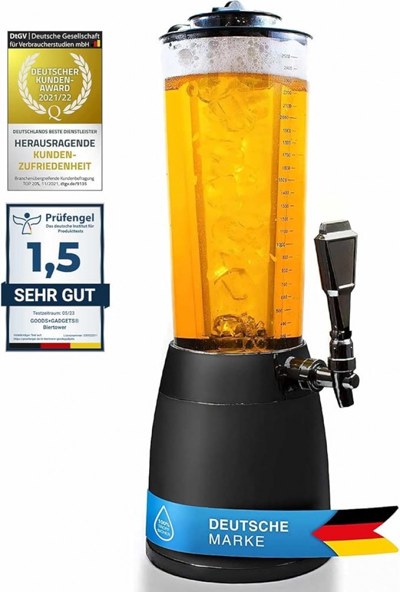 Bierturm mit Zapfhahn 4,0 Liter mit 1,3 Liter Eiskühler Höhe 520 mm – 2