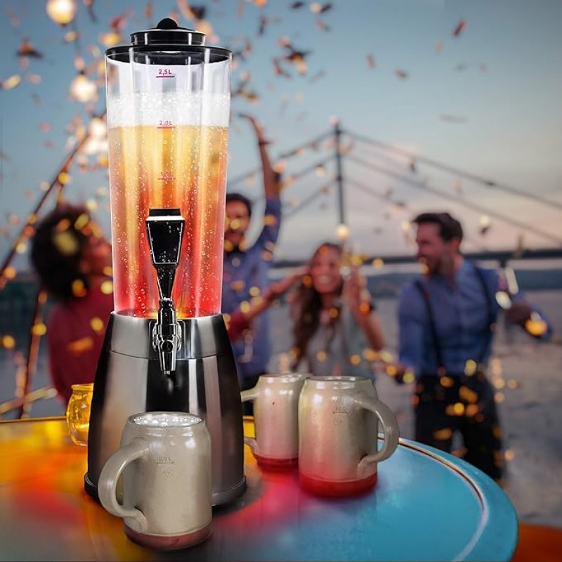 Bierturm mit Zapfhahn 4,0 Liter mit 1,3 Liter Eiskühler Höhe 520 mm
