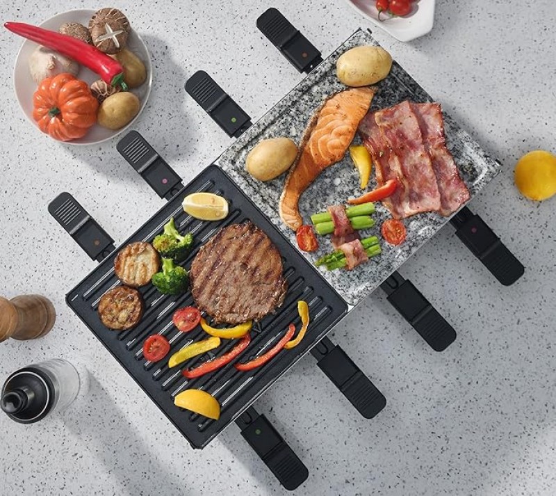 Raclette Grill Pfannkuchen Crepes Kochstein 4-in-1 für 8 Personen Antihaftbeschichtung 1500 Watt – 2