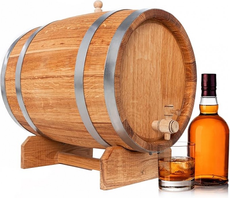 Weinfass 5l Holzfass für Alkohol aus Eiche Getränkespender Alkohol Eichenfass Schnapsspender Holz – 2