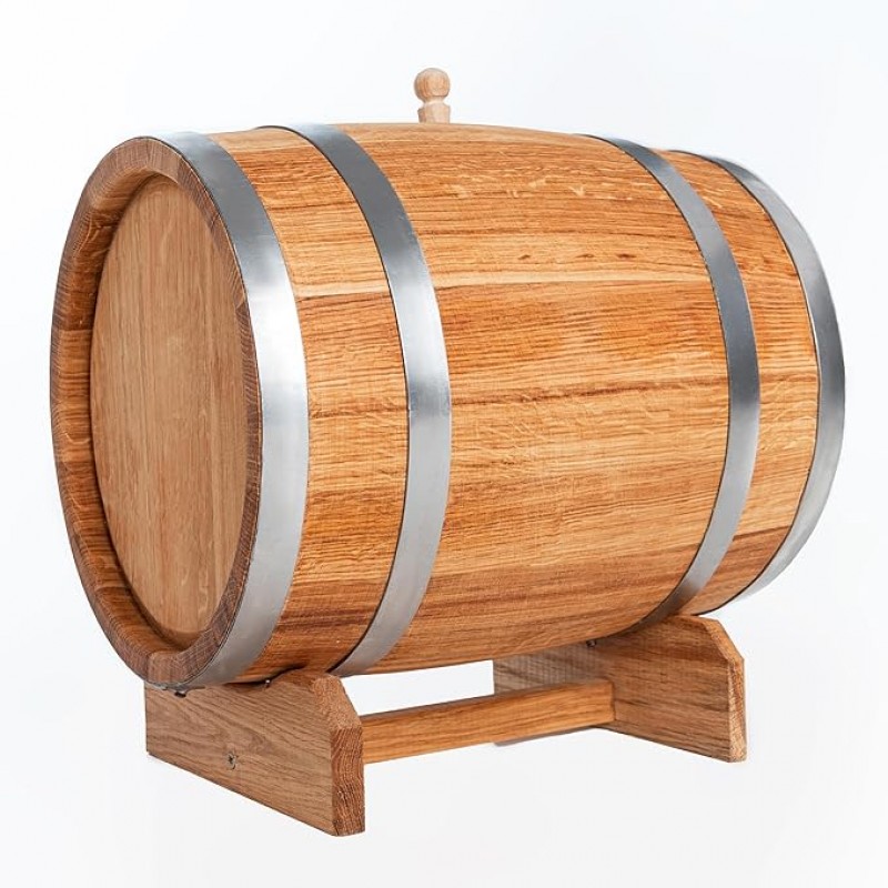 Schnapsfass 10l Weinfass für Wein und Whiskey Holzfass für Alkohol aus Eiche Getränkespender Alkohol – 3