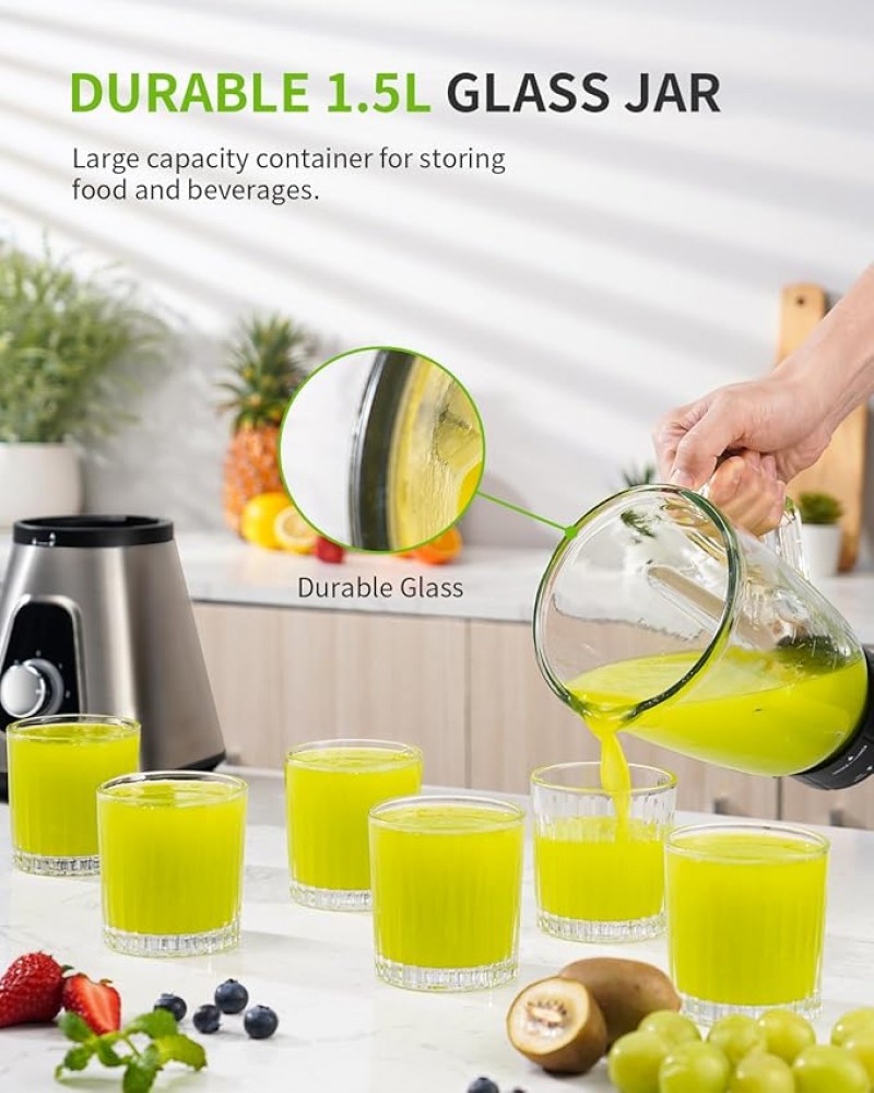 Campingmixer Standmixer 2-1 Smoothie Maker Hochleistungsmixer 1200 W Mixer mit 1,5L Glaskrug und 650 – 4