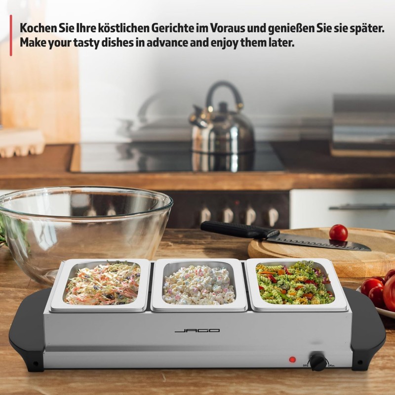 Buffetwärmer 2 Stück Speisenwärmer Warmhalteplatte 6 x 2,5 Liter 54,2 x 26 x 14 cm/Stück – 150 bis 3 – 4