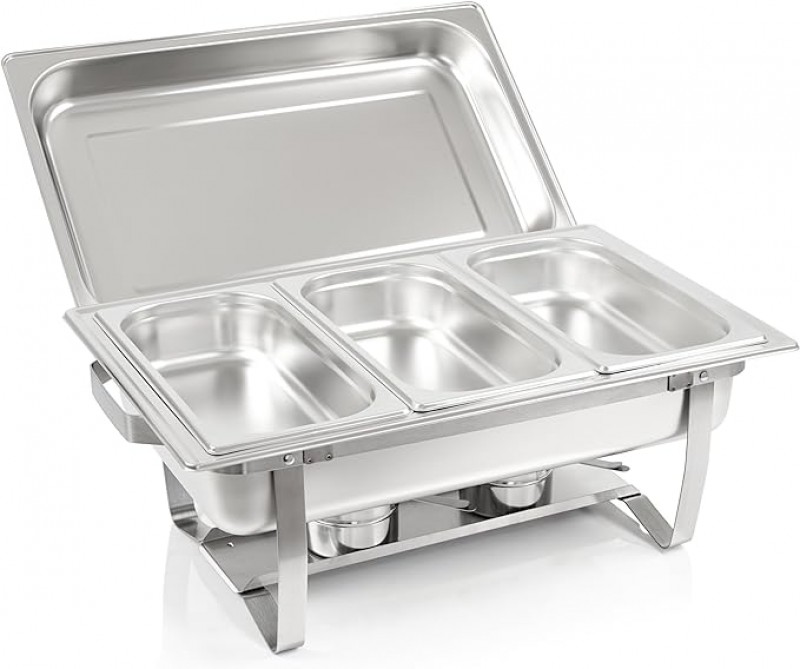 Warmhaltebehälter Speisenwärmer Wärmebehälter Rechaud für Catering Buffet und Party 3 Einsätze – 2