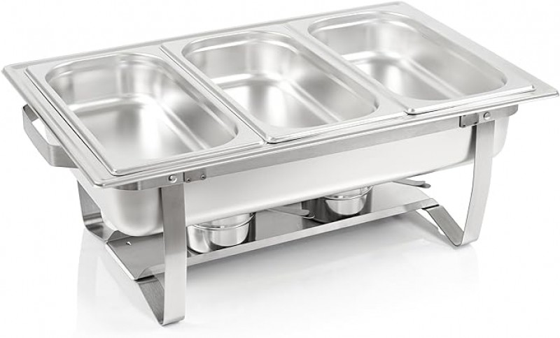 Warmhaltebehälter Speisenwärmer Wärmebehälter Rechaud für Catering Buffet und Party 3 Einsätze – 3