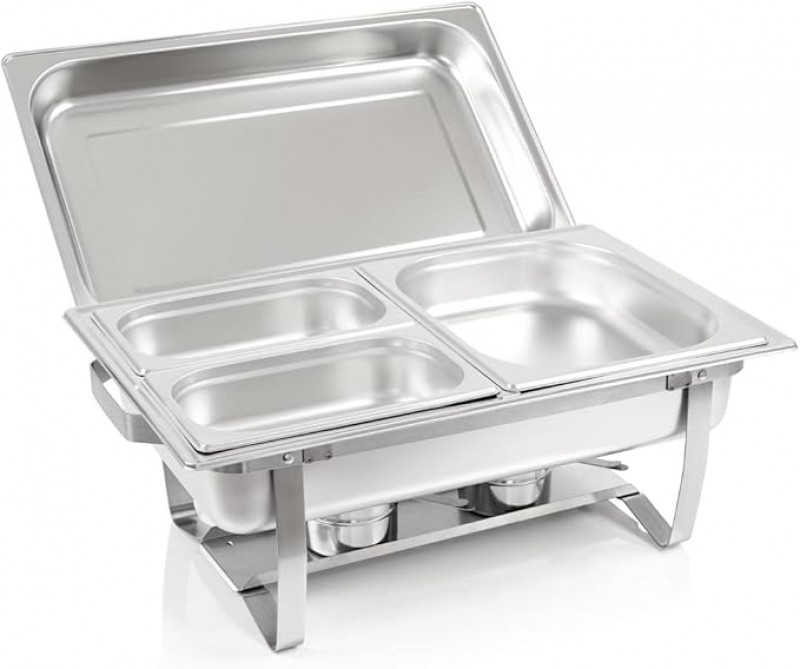 Speisewärmer Buffet Warmhalteplatten Speisenwärmer Profi Set 2 x Edelstahl im 15-teiligen Set Rechau – 3