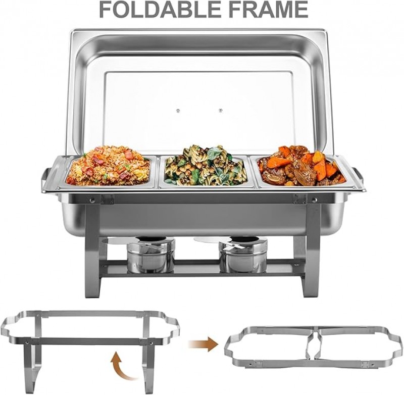 Buffetwärmer 4er Speisenwärmer 4er-Pack 9-l-Chafing-Dish-Set aus Edelstahl Buffet-Suppenwärmer mit 2 – 4