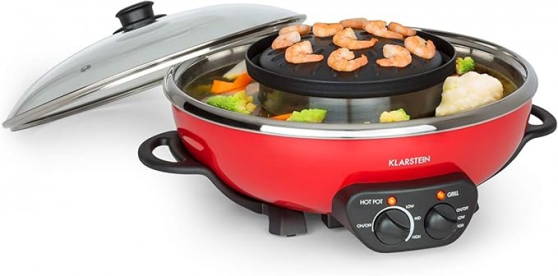 Hot Pot Grillplatte Volumen: 5 Liter Hot Pot: 1350 Watt / 38 cm Durchmesser Grillplatte: 600 Watt / 