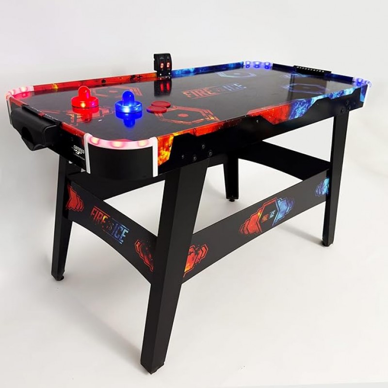 Airhockey Tisch Air Hockey Spieltisch mit LED Lichteffekten mit belüftetem Spielfeld beleuchtet – Thumbnail 6
