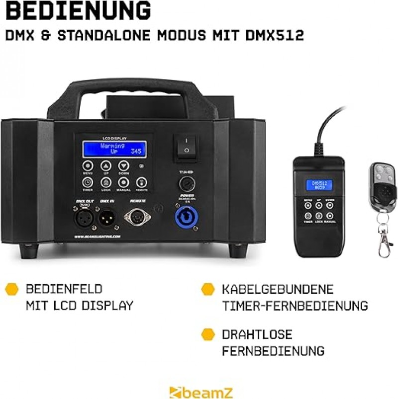 Nebelmaschine 1800 Watt = 350m³/Minute vertikal und horizontal Rauchmaschine Lichteffekt mit 24 x 4 – 5
