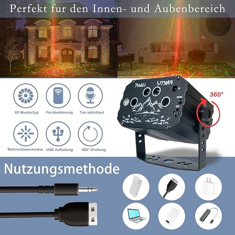 DJ Equipment Discokugel Partylicht drahtlose Fernbedienung & USB Kabel, sprachgesteuerte LED Party – 4