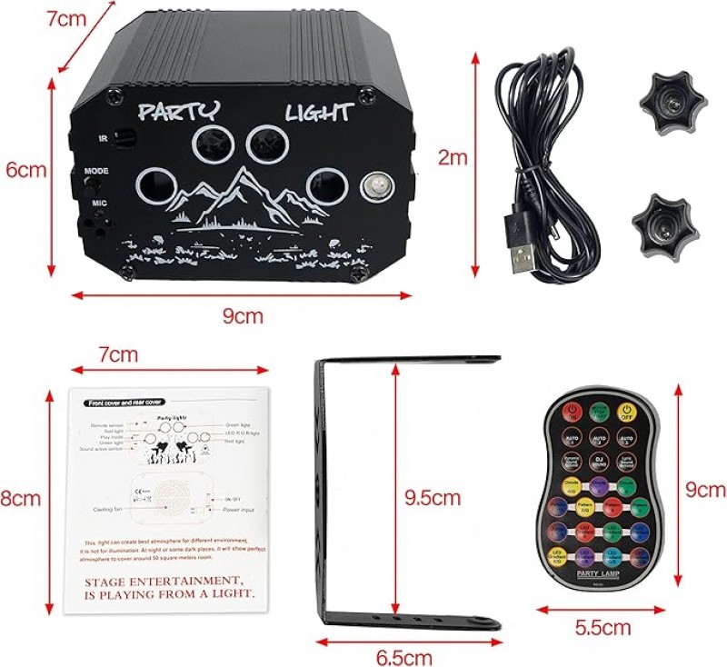 DJ Equipment Discokugel Partylicht drahtlose Fernbedienung & USB Kabel, sprachgesteuerte LED Party – 5